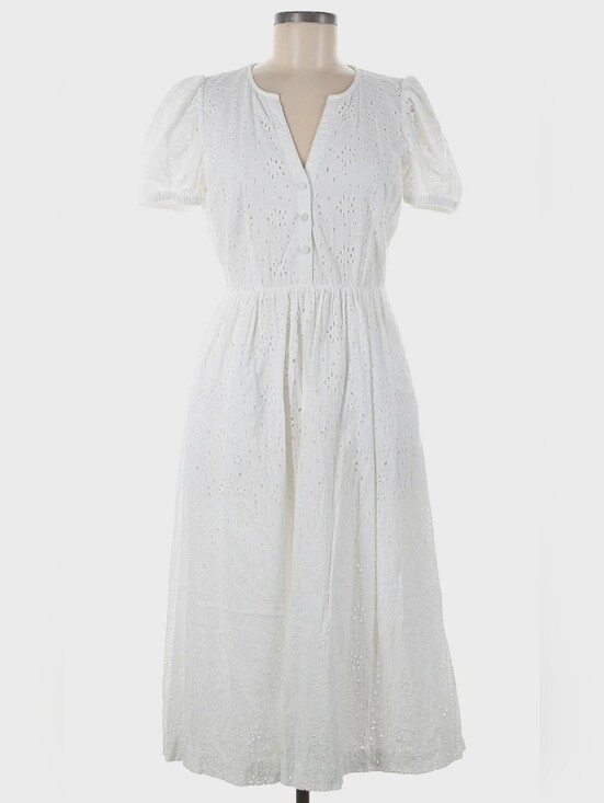 J. Crew Dresses & Skirts - NWT J Crew White Cotton Eyelet Button-Front Midi Dress Size 2P